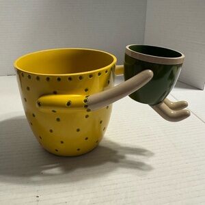 Playful Yellow and Green Ceramic Planter Set